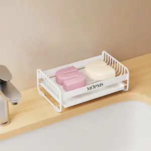 MOPMS Self-Draining Soap Dish, Carbon Steel Bar Soap Holder with Waterfall Design, Rustproof Soap Saver for Bathroom Shower, Kitchen Sink & Countertop  Stainless Stainless Stainless
