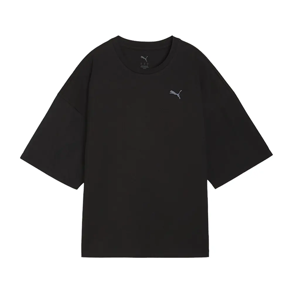 PUMA Womens Her Oversized Crew Neck Short Sleeve Casual Tops Casual - Black