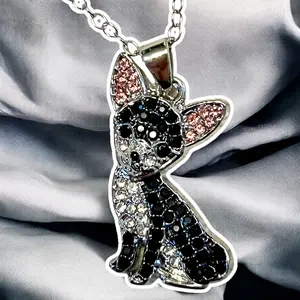 Elegant Black Chihuahua Dog Pendant Necklace: A Stylish and Fine Jewelry Piece