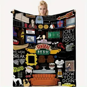 Super Soft Flannel Printed Friends TV Show Blanket - Cozy Throw for Bed, Sofa, Couch - Perfect Gift for Friends Fans.Thin Blanket Dream Workshop