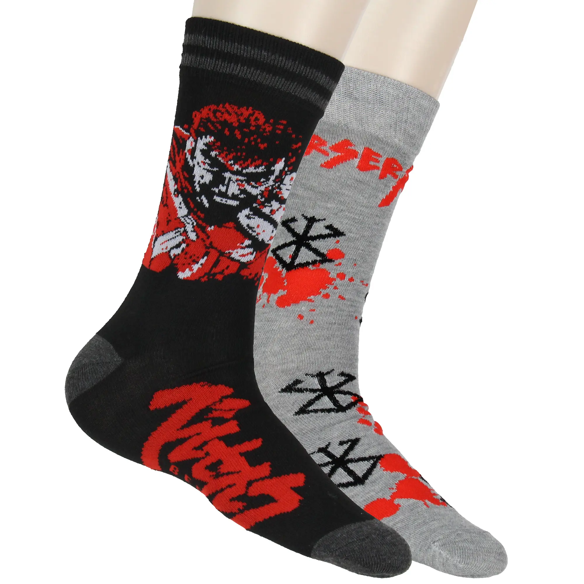 Berserk Men's Guts Symbol Anime Manga Adult Knit Crew Socks 2 Pair Fits Shoe sizes 8-12