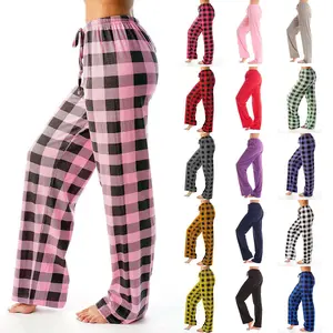 Drawstring Plaid Print Trousers