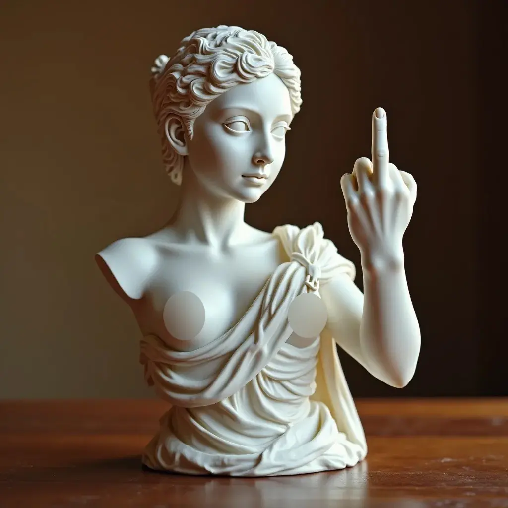 Funny Middle Finger Venus Statue, Figurine, Bold Artistic Greek Goddess Aphrodite Resin Sculpture, Roman Style Half-Body Venus, Unique Home Office Decor, Rebel Gift