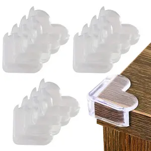 12Pcs Silicone Anti-Collision Corner Protector Sticker, Self-Adhesive Transparent Soft Protective Device, Furniture Edge Non-Slip Safety Guide Design