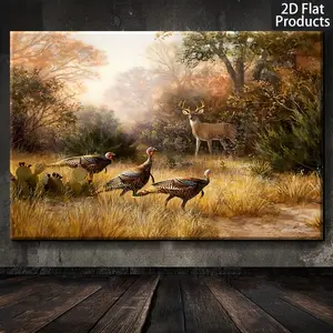 [Exquisite Wildlife Poster] Exquisite Autumn Wildlife Scene Poster| 1pc Wrapped Solid Wood Frame - Room, Home, Holiday, Living Room, Entrance Decoration