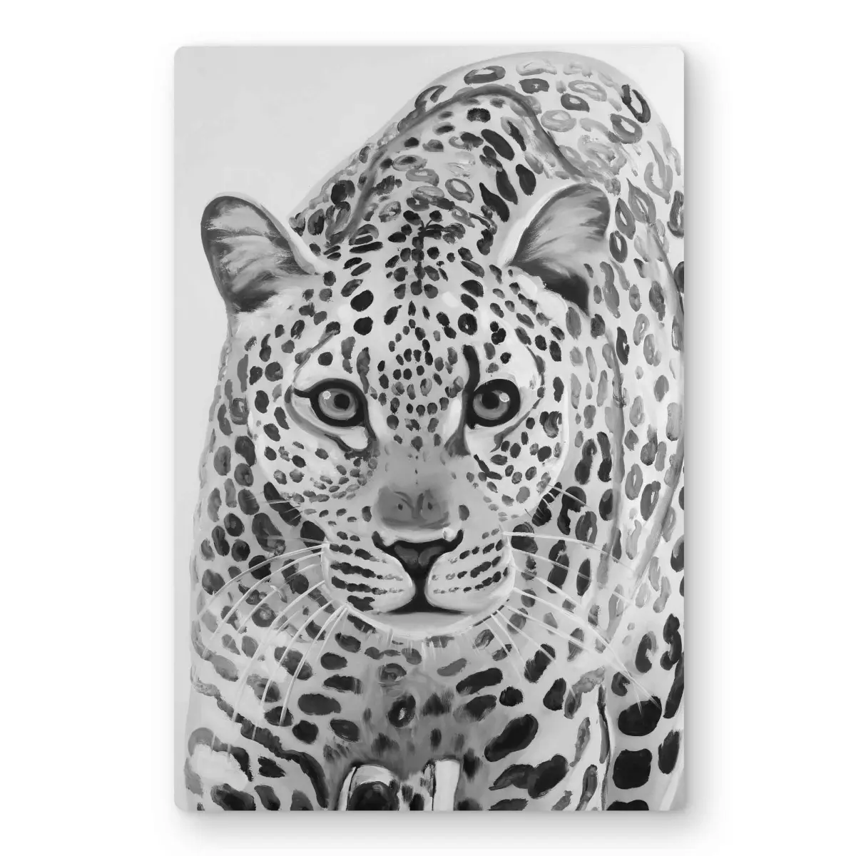 212 MAIN Leopard Animal Print Nature Unique Artwork - Durable Aluminum Metal Decorative Print, 12x18 Black & White Lightweight Statement Piece, Home Supplies for Indoor Decoration, Office Wall Art