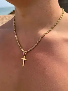 Stainless Steel Cross Pendant Necklace, Unisex Fashion Jewelry for Boys & Girls, Casual Daily Wear Accessory, Trendy Design, Gift Jewelry, Cross Necklaces