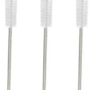 3 Pcs Silver Drinking Straw Cleaning Brush Reusable Metal Drinking Straw Cleaner Brush Bendable Test Tube Bottle Cleaning Tool Household Cleaning Brushes