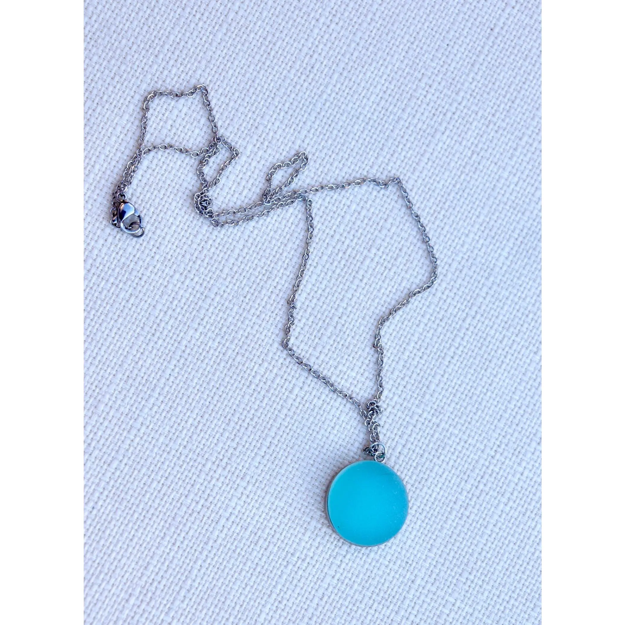 Aqua sea glass necklace