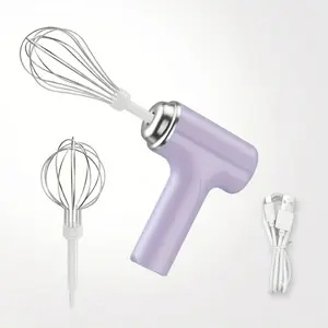 Cordless Hand Mixer, 3-Speed Handheld Electric Whisk with 2 Detachable Stirring Whisks (Purple) kitchen multifunctional