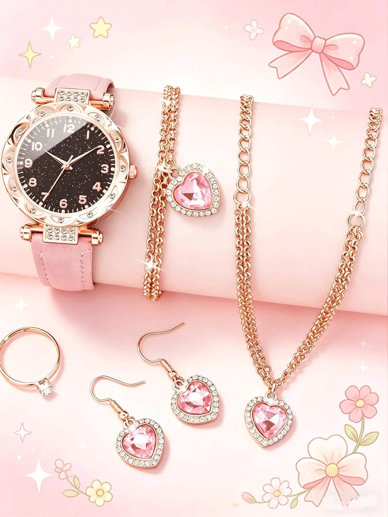 6-piece exquisite women's watch set, fashionable quartz watch, casual watch, women's watch set, Trendy Watch Set