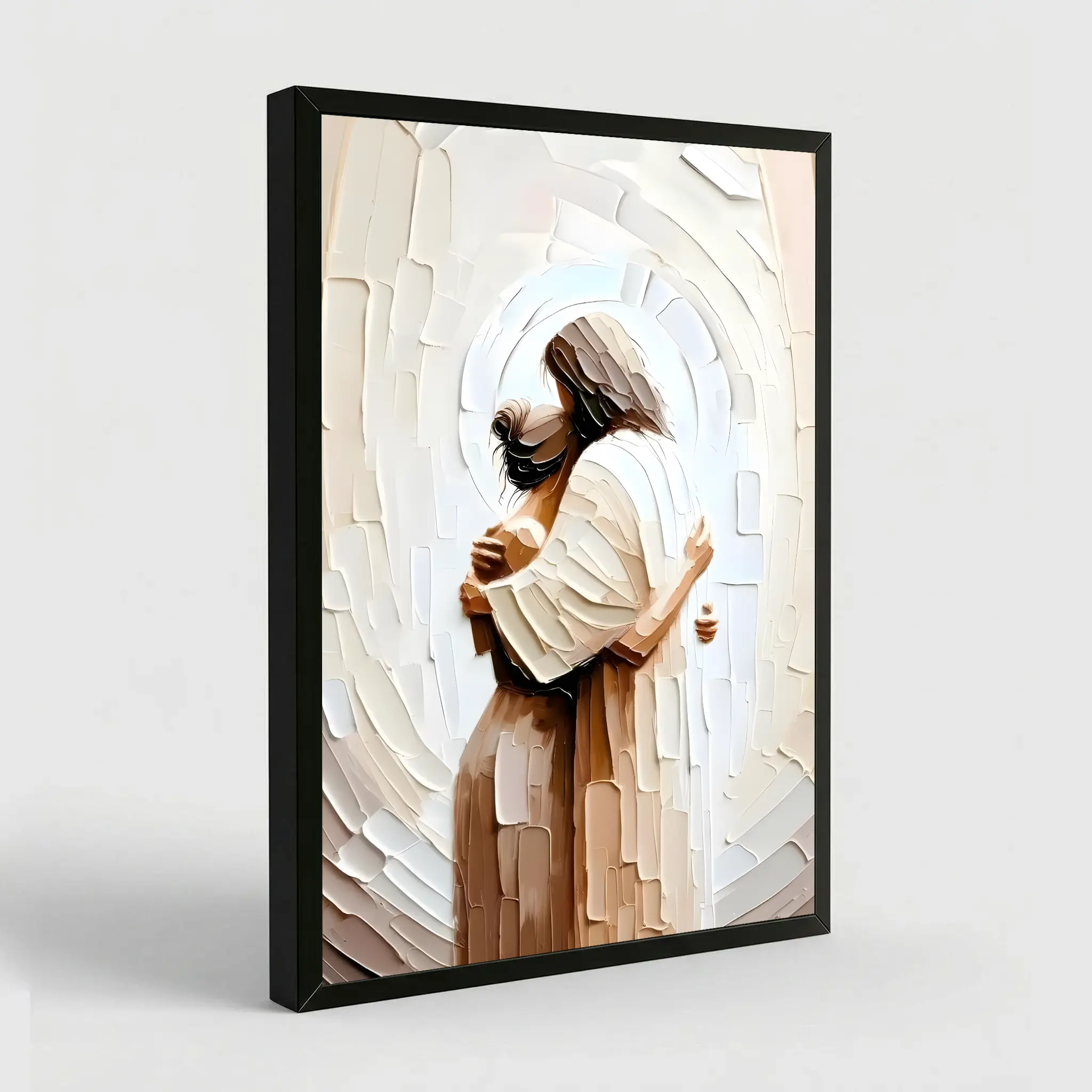 NBHYK Jesus Embracing Woman Canvas Wall Art Eco-Friendly Fade-Resistant Waterproof UV-Protected Vibrant Colors Frame-Style for Church Home Living Bedroom Dining Office Prayer Room Decor Artwork