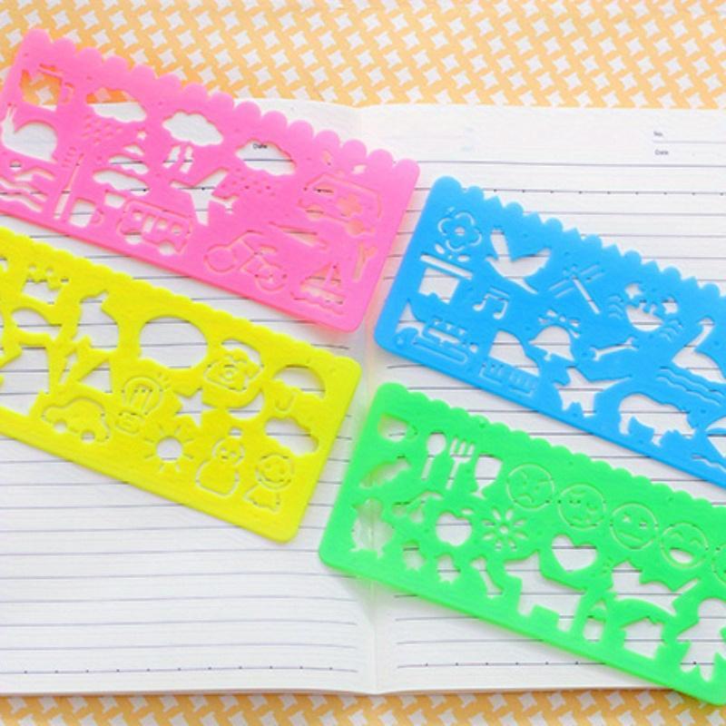 4 Cartoon Drawing Template Rulers for Students, School Supplies for Artistic Hand Drawing, Creative Art Tools for Kids