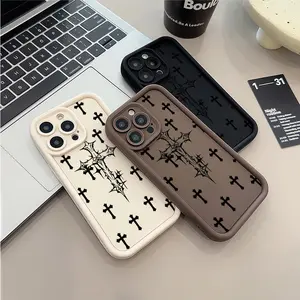 Christian Cross Pattern Phone Case Gothic Faith Cross Aesthetic Shockproof Protective Cover for iPhone 17 Air 17 Pro 16 Pro 15 Pro Max 14 13 12 11 XR X