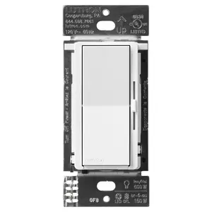 Lutron Diva Smart Dimmer Switch for Caseta, 150W LED, Single Pole, No Neutral Required, 120V, DVRF-6L-WH, White