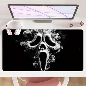 [Mouse Desk Pad] Non-Slip Mouse Pad Large Gaming Mouse Pad With Rubber Base & Stitched Edge Abstract Black White Face Design Desk Top Protector Mat For Home Office Halloween Gift Gaming Desk Accessory Office Desk Accessories