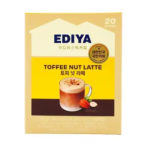 EDIYA Korean Toffee Hazelnut Latte Instant Coffee Mix - 20 Sticks (20g Each) - Rich & Creamy Korean Coffee Beverage