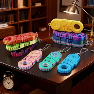 3D Printed Stress Relief Keychain - Rotating Gears, Flexible Fingers, Interactive Keychain, Fingertip Fidget Spinner, Thumb Stress Toy, Wednesday Gift, Party Favor, Small Accessory, Backpack Keychain, Christmas Gift for Colleagues