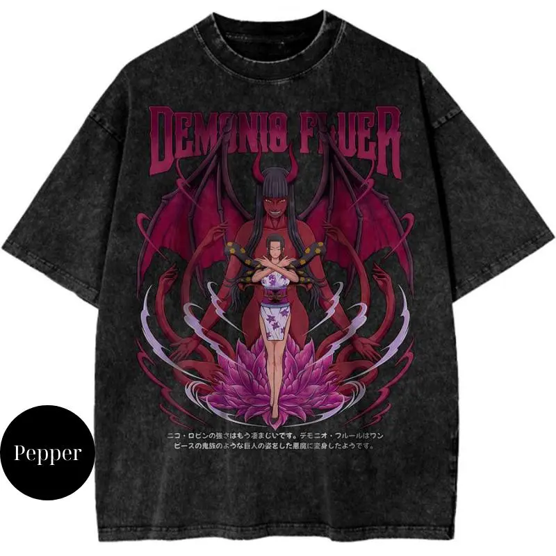 Nico Robin One Piece Anime Streetwear Vintage Unisex T-Shirt, Crewneck Cotton Short Slevee Casual Printed Summer Streetwear Tshirt
