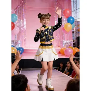 Kids Sibling Outfits Sold Separately Boys Girls Short sleeve Top Shorts Set Girls 3pcs Long sleeve Jacket Skirt Turtleneck Top Stage Fashion Costumes