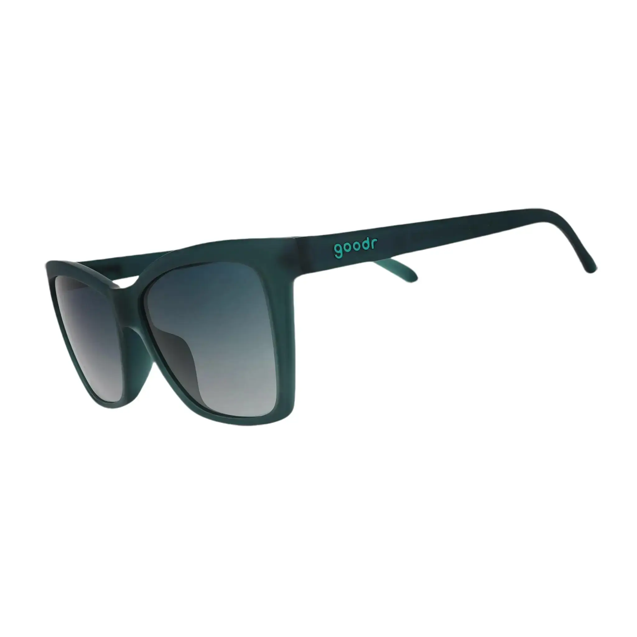 goodr Governed by My Mood Ring Medium Size (Pop G) Translucent Dark Teal Frame with Dark Green Lens, UV400, No Slip No Bounce No Tangle