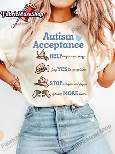 Autism Aware T-shirt, Autism Acceptance Shirt, SPED Teacher Shirt Gift, Autism Support Shirt, Autism Month Shirt, Autism Awareness Shirt 100% Cotton, Halloween Thanksgiving Christmas Gift for Men Women Family Friends