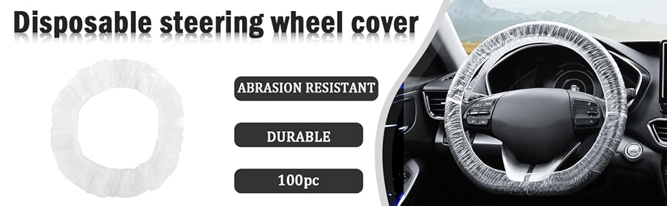 100PCS Disposable Steering Wheel Covers,Disposable Steering Wheel Protector with Elastic for Avoiding Scuffs & Scratches,Universal Car Steering Wheel Cover Car Accessories