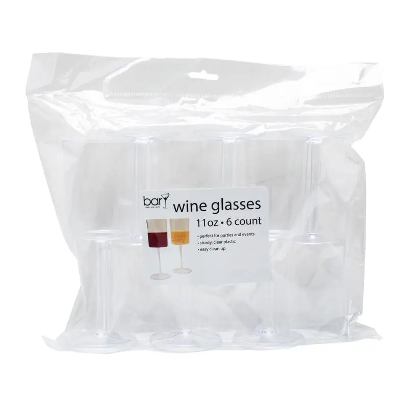 Blueoco 6075168 BarY3 11 oz Clear Plastic Wine Glass Set