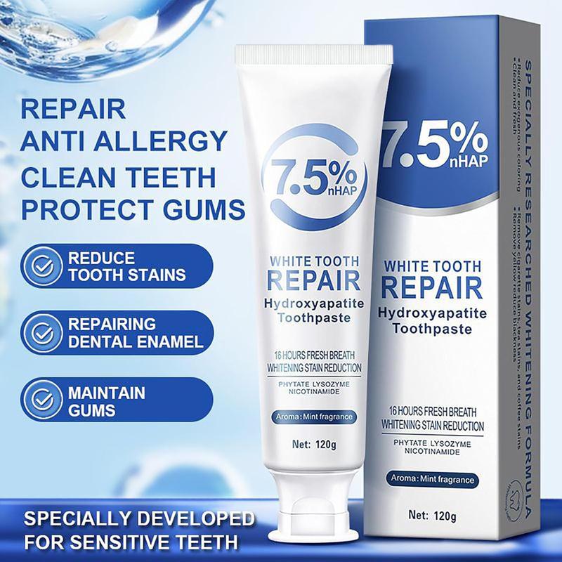 3 PCS 7.5% Hydroxyapatite Toothpaste,Gentle and Effective Formula,Fresh Mint Flavor, for Sensitive Teeth,Deep Cleansing Toothpaste