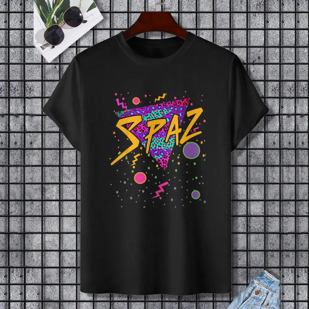 80s Funny Popular Sayings Spaz T-Shirt, 100% Cotton, Single Side