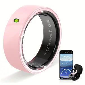 Smart Wearables Ring for Men and Women, 10ATM Waterproof Fitness Tracker with Step, Exercise, Calorie & Sleep Monitoring, Long Battery Life, Equipped with Charging Case (Black/Pink)