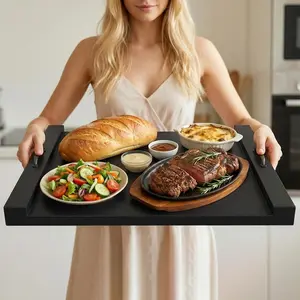 Multifunctional Wooden Baking Sheet & Serving Tray with Handles – 22x29.5 inch Heavy Duty Acacia Wood Slab for Oven, Table, or Picnic – Heat Resistant & Scratch Proof Kitchen Gadget