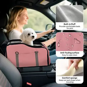 Detachable Washable Portable Car Pet Bed, Travel Safety Seat, Console Pad with Zipper Closure, Ideal for Road Trips and Daily Driving