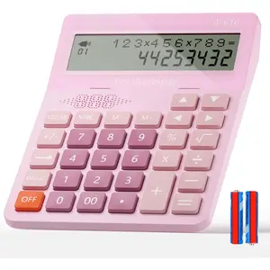 X-KBB02  Calculators Desktop, Desk Calculator with Large 2 Line Display, Talking Basic Calculator with big Button & Adjustable Volume, 4 Function Calculators for Business, Students,School Office Supplies(Pink)