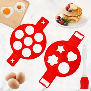 Pack Of 2 Silicone Pancake Mold, With 1PCS Brush Flip Cooker Pancakes Mold Flip, Cook Silicone Pancake Maker - Easy Clean, Perfect Pancakes, DIY, Restaurant, Home Cooking