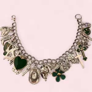 Texas theme Charm Bracelets Non Tarnish with Heart, Cross, and Floral Charms for Women