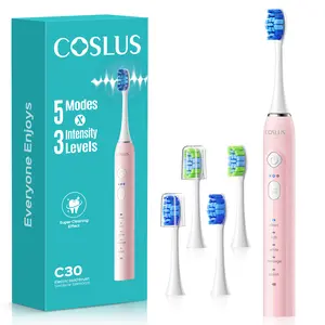 COSLUS C30 Sonic Electric Whitening Toothbrush,41,000 VPM,Rechargeable Electric Toothbrush-5 Modes & 3 Intensities, Gum Care, 4 Brush Heads (2W+2U),  Portable for Travel, Daily Oral Cleansing