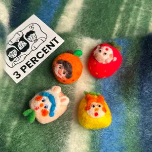 Wool Felt Nursery Decor - Cute Face Brooch & Hair Clip, 100% Wool Felt, Ideal for Nursery Decor