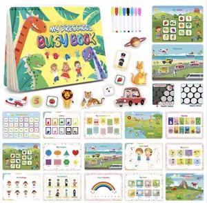 Montessori Busy Book for Toddlers, 32-Themed Preschool Learning Activity Book with Markers, Educational Toys & Autism Learning Materials for 1-5 Year Olds (Tracing, Coloring Included)durable