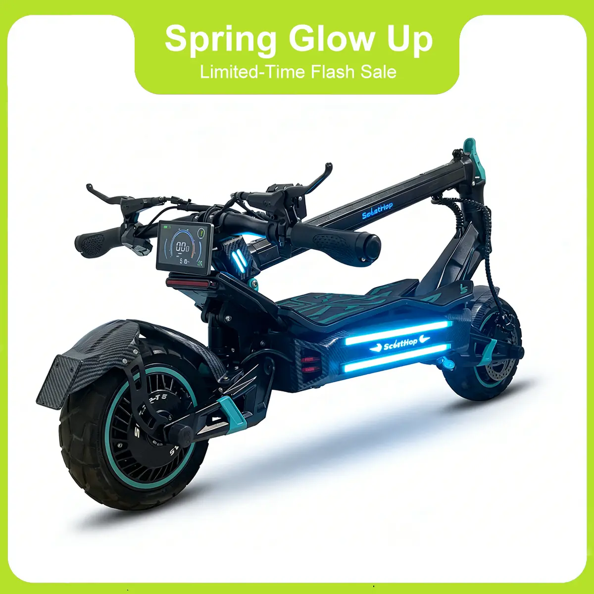 ScootHop BE-3 All-Terrain High Speed Electric Scooter - 50-Mi Range, 44 MPH Top Speed, 60V 30Ah Battery, Dual 4000W Motors, 10-Inch Pneumatic Tires, Dual Suspension, Portable Folding Off-Road Fitness Equipment, High Speed Scooter