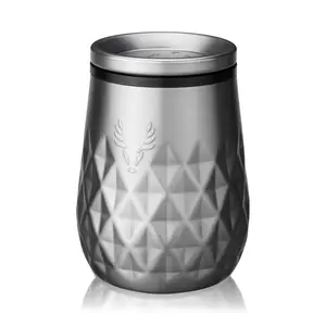 Paragon Stainless Steel Wine Tumbler in Platinum Ceramic Drinkware Portable Insulated Lid Metal