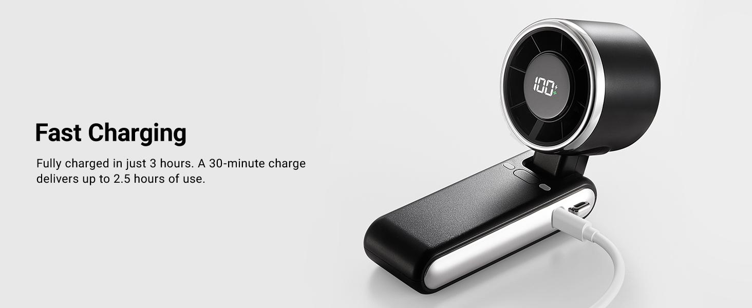 Portable Handheld Turbo Fan - 5 Gear High Speed 4000mAh Rechargeable Mini Personal Hand Fan Blow Cold Air,  Up to 12 Working Hours ,Battery Operated Travel Essentials, Beach Vacation, Gifts for Women, Men (Black)