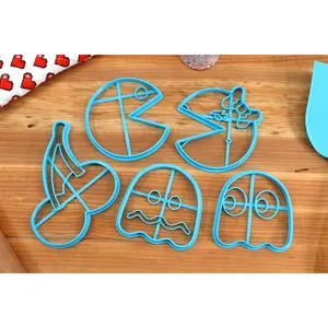 Pacman Symbols Cookie Cutters - Pacman, Ms Pac Man, Ghost, Cherry Powerup