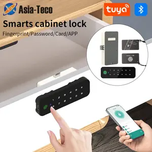 Smart Cabinet Fingerprint Lock, Battery Powered APP Remote Control Smart Lock, Biometric Smart Lock, Keyless Card Unlock Door Locker, Furniture Drawer Lock for Home Office (3*AAA Batteries Not Included)