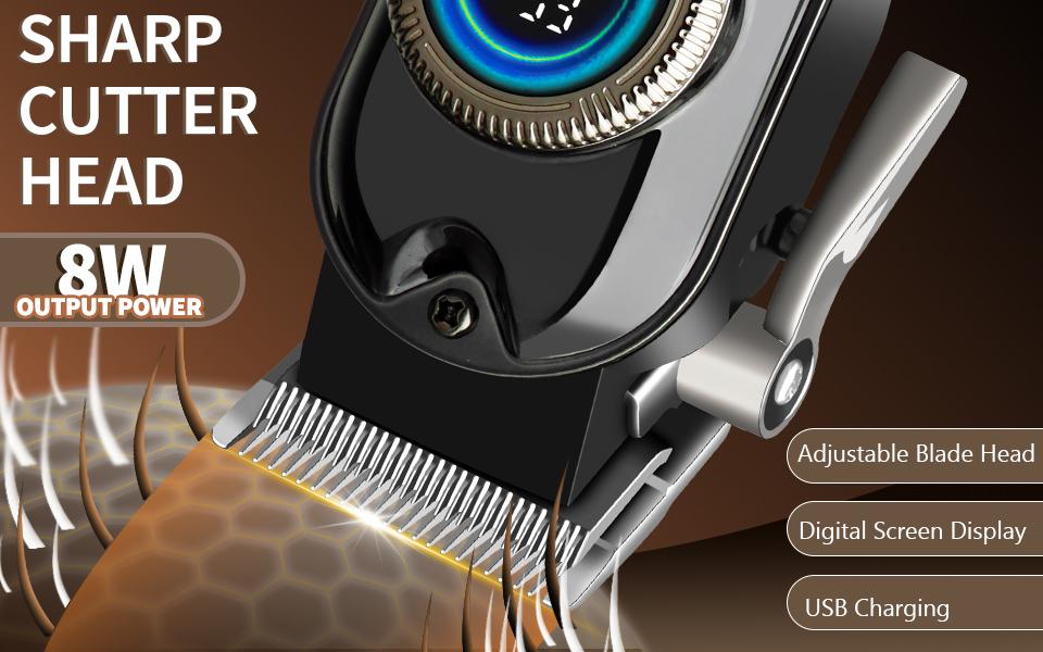 LQT Blue Gradient Skull Graffiti 2-in-1 Men's Grooming Kit, Cordless Hair Clipper with LED Display, Gold T-Blade Trimmer, Complete Rechargeable Barber Set for Salon & Home DIY Fades, Edges & Beard Styling