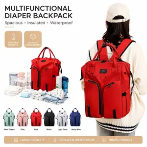 Multifunctional Large Capacity Mommy Backpack & Handheld Diaper Bag - Stylish Dual-Compartment Travel Backpack with Thermal Insulation & Stroller Hooks for Baby Strolling, Lightweight Maternity Bag