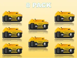 8- Pack 8.0Ah 20 Volt Lithium ion Battery and DCB104 Charger Station Compatible with Dewalt 20V Max Batteries DCB201 Cordless Power Tools