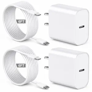 6FT Super Fast Charging 4-Pack Type-C Wall Charger Blockwith 4-Pack USB-C to Lightning Cable for iPhone 14/13/12/11/Pro/Pro Max/Mini/XsMax/XR/X, iPad