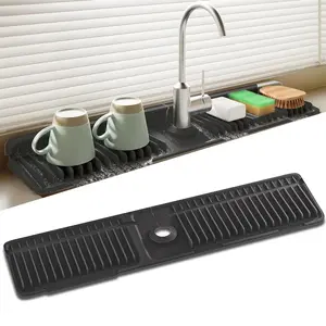 Adjustable Silicone Drain Pad Set - Home Organizer with Kitchen Faucet Anti-Splash Guard, Non-Slip Sink Storage Mat, Bathroom Basin Cup Soap Holder