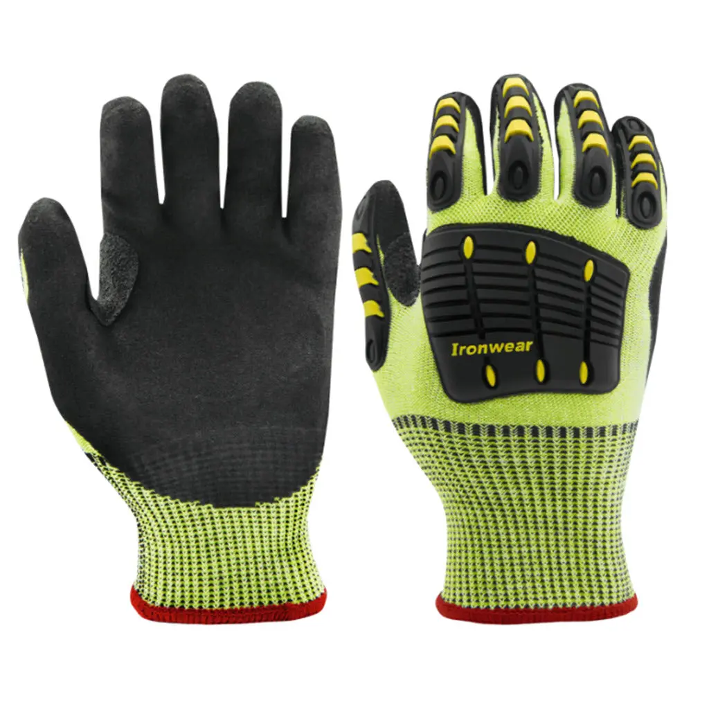 Ironwear 4885-M Impact Gloves, Medium, Lime/Black, TPR Protection